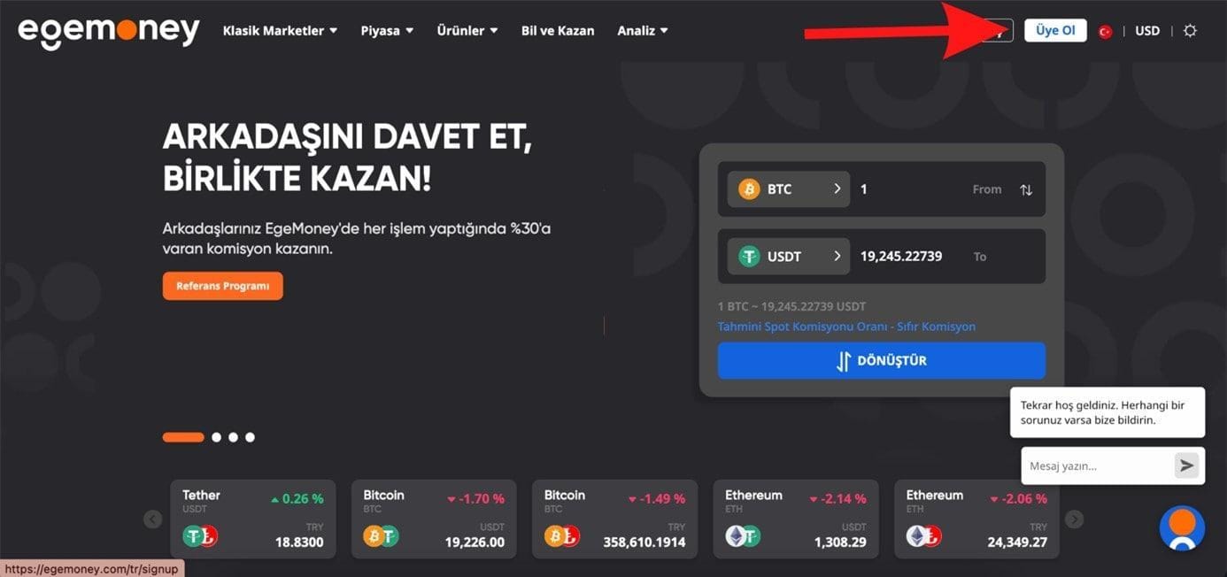 EgeMoney’e Nasıl Üye olurum?
