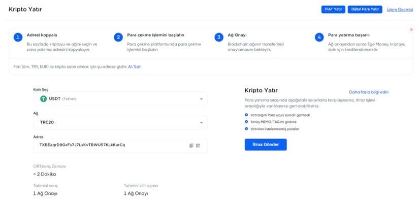 EgeMoney Platformunda Nasıl Kripto Yatırılır?
