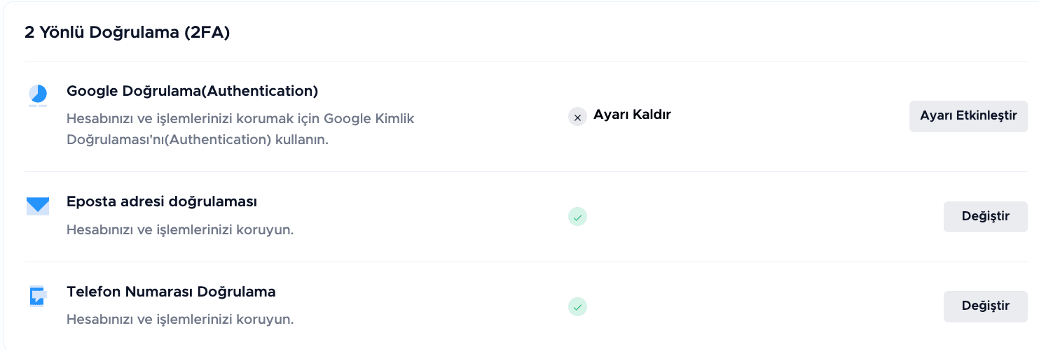İki yönlü doğrulama adımlarını nasıl eklerim 2