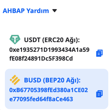 AHBAP Kripto adreslerine nasıl yardım gönderebilirim 3