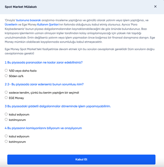 EgeMoney Spot Piyasa (Spot Market) Nasıl Kullanılır?