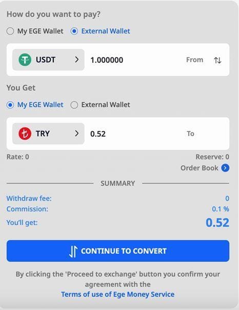 how to rapid convert with Egemoney
