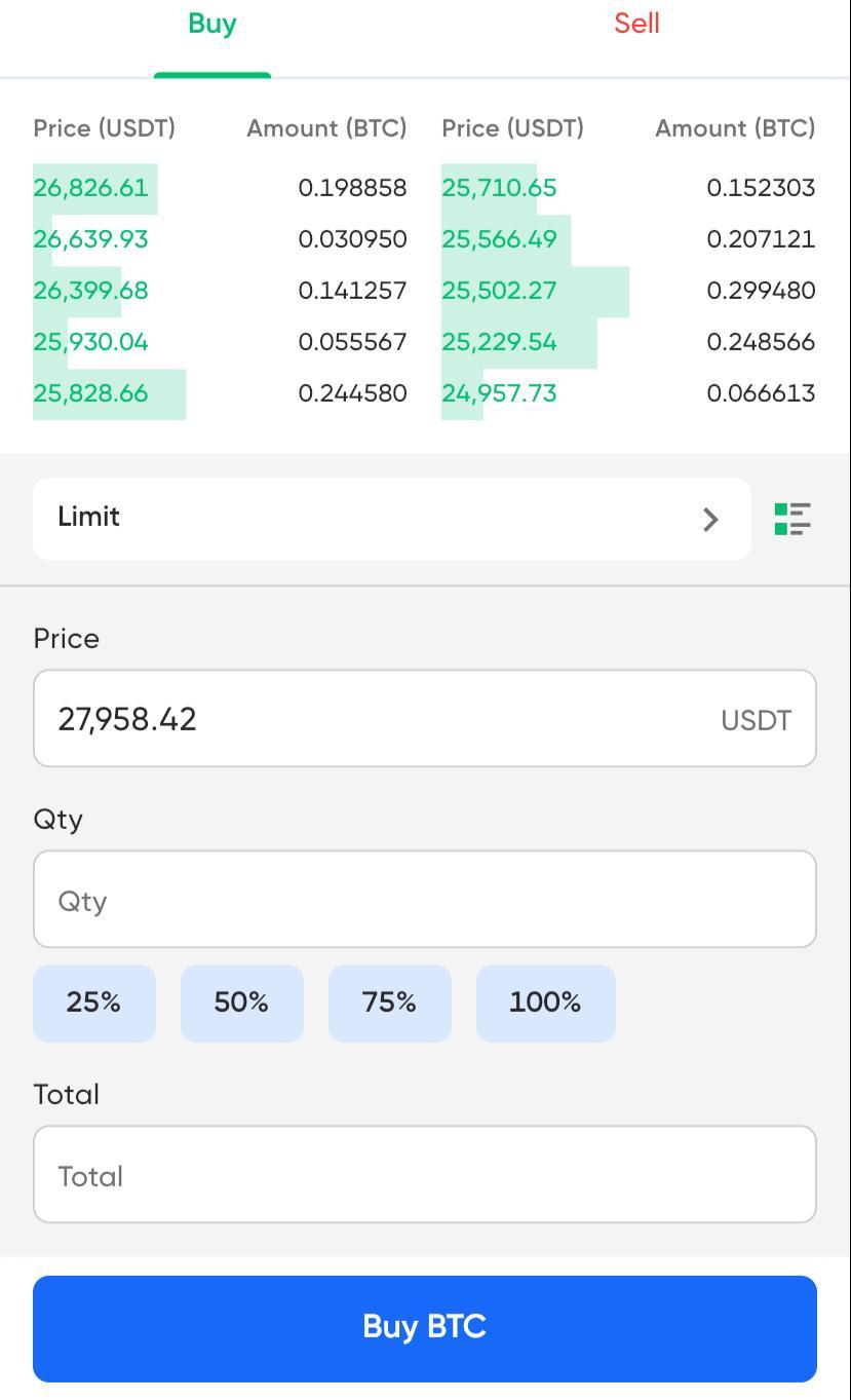 How to use the spot market in mobile app 3