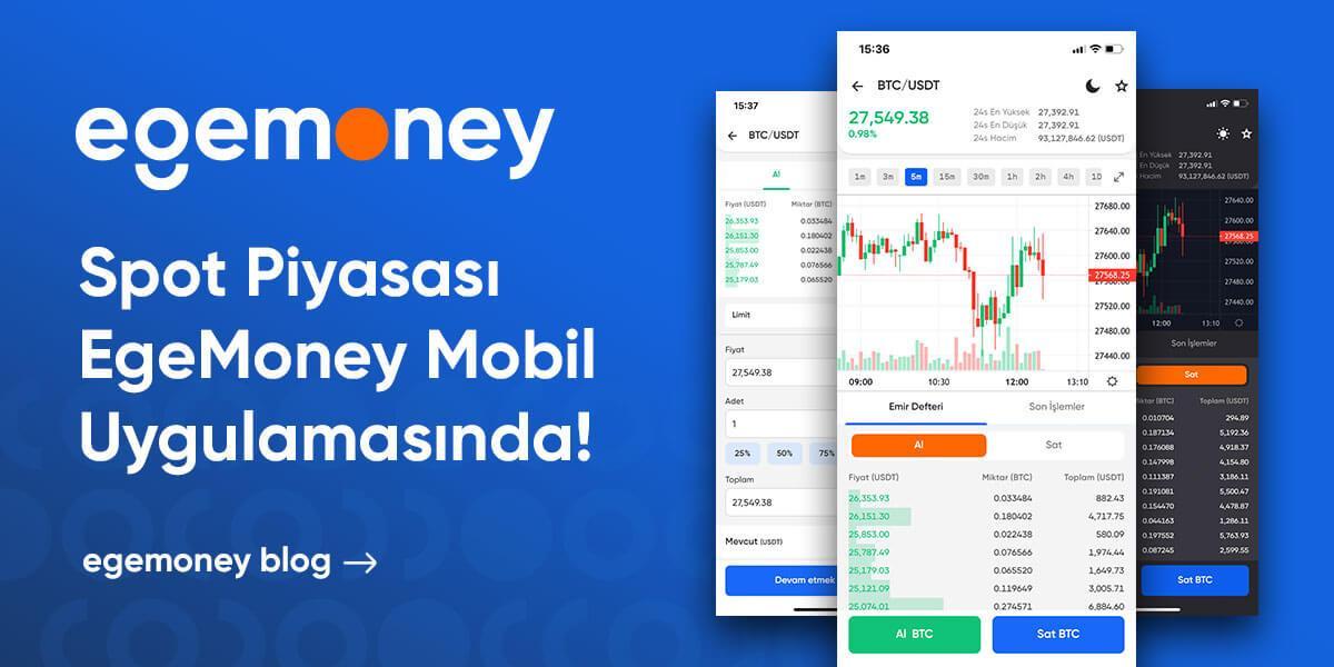 Spot Piyasası EgeMoney Mobil Uygulamasında