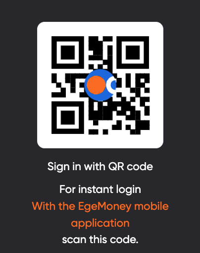 How can I log in to EgeMoney with QR code