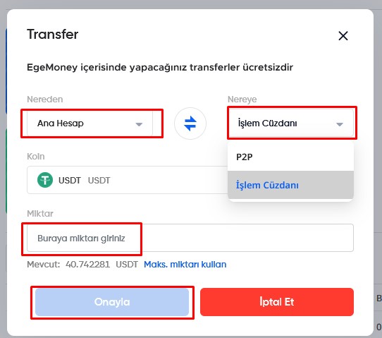 EgeMoney Spot Cüzdan nasıl kullanılır 4